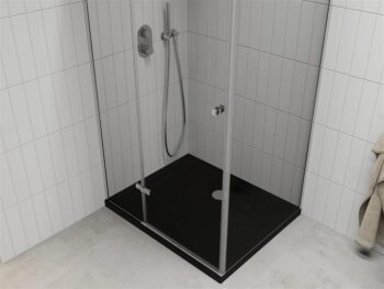 MEXEN/S - Roma sprchovací kút 120x80, transparent, chróm + čierna vanička so sifónom 854-120-080-01-00-4070