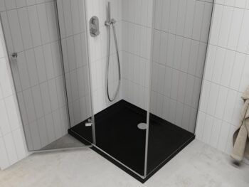 MEXEN/S - Roma sprchovací kút 120x80, transparent, chróm + čierna vanička so sifónom 854-120-080-01-00-4070