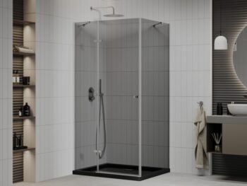 MEXEN/S - Roma sprchovací kút 120x90, grafit, chróm + čierna vanička so sifónom 854-120-090-01-40-4070