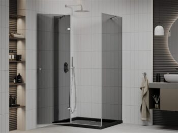 MEXEN/S - Roma sprchovací kút 120x90, grafit, chróm + čierna vanička so sifónom 854-120-090-01-40-4070