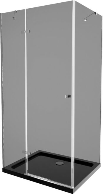 MEXEN/S - Roma sprchovací kút 120x90, grafit, chróm + čierna vanička so sifónom 854-120-090-01-40-4070