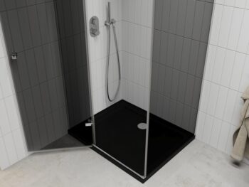 MEXEN/S - Roma sprchovací kút 120x90, grafit, chróm + čierna vanička so sifónom 854-120-090-01-40-4070
