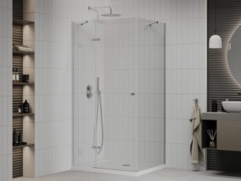 MEXEN/S - Roma sprchovací kút 120x90, kyvný, číre sklo, chróm + vanička 854-120-090-01-00-4010