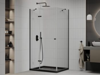 MEXEN/S - Roma sprchovací kút 120x90, transparent, čierna + čierna vanička so sifónom 854-120-090-70-00-4070B