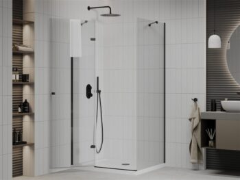 MEXEN/S - Roma sprchovací kút 70x110, transparent, čierna + biela vanička so sifónom 854-070-110-70-00-4010B