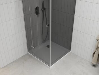 MEXEN/S - Roma sprchovací kút 70x70, grafit, chróm + biela vanička so sifónom 854-070-070-01-40-4010