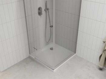 MEXEN/S - Roma sprchovací kút 70x70, kyvný, číre sklo, chróm + vanička 854-070-070-01-00-4010
