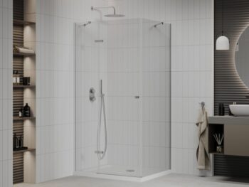 MEXEN/S - Roma sprchovací kút 70x90, kyvný, číre sklo, chróm + vanička 854-070-090-01-00-4010