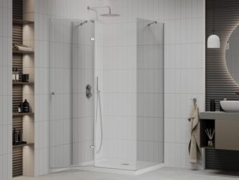MEXEN/S - Roma sprchovací kút 70x90, kyvný, číre sklo, chróm + vanička 854-070-090-01-00-4010