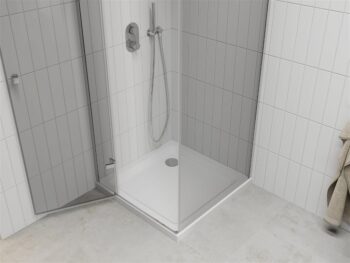 MEXEN/S - Roma sprchovací kút 70x90, kyvný, číre sklo, chróm + vanička 854-070-090-01-00-4010