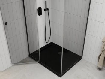 MEXEN/S - Roma sprchovací kút 80x100, transparent, čierna + čierna vanička so sifónom 854-080-100-70-00-4070B