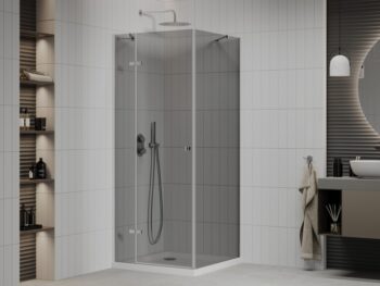 MEXEN/S - Roma sprchovací kút 80x80, grafit, chróm + biela vanička so sifónom 854-080-080-01-40-4010
