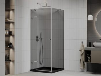 MEXEN/S - Roma sprchovací kút 80x80, grafit, chróm + čierna vanička so sifónom 854-080-080-01-40-4070