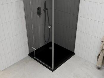 MEXEN/S - Roma sprchovací kút 80x80, grafit, chróm + čierna vanička so sifónom 854-080-080-01-40-4070