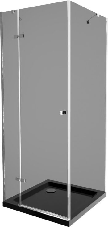 MEXEN/S - Roma sprchovací kút 80x80, grafit, chróm + čierna vanička so sifónom 854-080-080-01-40-4070