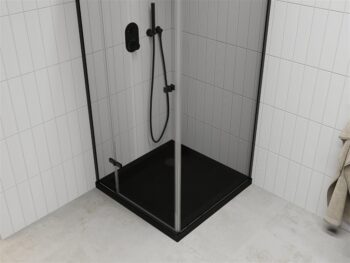 MEXEN/S - Roma sprchovací kút 80x80, transparent, čierna + čierna vanička so sifónom 854-080-080-70-00-4070B