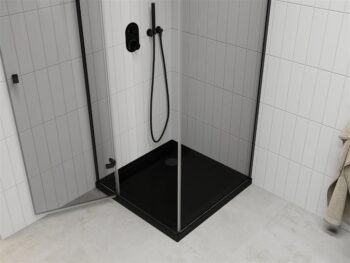 MEXEN/S - Roma sprchovací kút 80x80, transparent, čierna + čierna vanička so sifónom 854-080-080-70-00-4070B