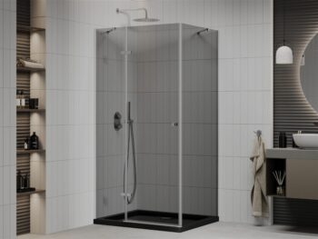 MEXEN/S - Roma sprchovací kút 90x100, grafit, chróm + čierna vanička so sifónom 854-090-100-01-40-4070