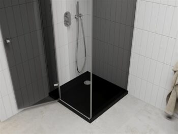 MEXEN/S - Roma sprchovací kút 90x90, grafit, chróm + čierna vanička so sifónom 854-090-090-01-40-4070