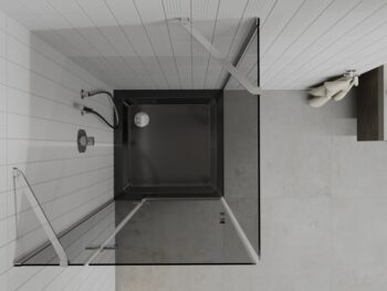 MEXEN/S - Roma sprchovací kút 90x90, grafit, chróm + čierna vanička so sifónom 854-090-090-01-40-4070