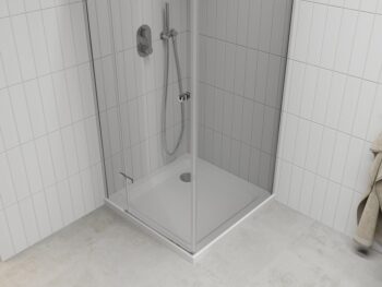 MEXEN/S - Roma sprchový kút 80x80, kyvný, číre sklo, chróm + vanička 854-080-080-01-00-4010