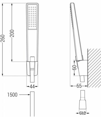 MEXEN/S - Saber R72 vaňová batéria so sprchou set, čierna 7213R72-70