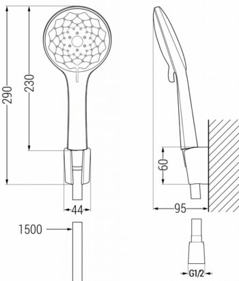 MEXEN/S - Saber R74 vaňová batéria so sprchou set, čierna 7213R74-70