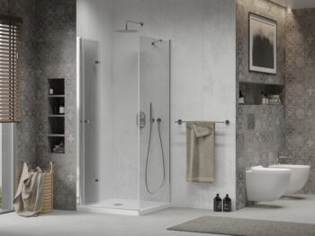 MEXEN/S - Sprchovací kút zalamovací Lima 100x100, číre sklo, chróm + vanička 856-100-100-00-00-4010