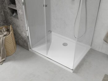 MEXEN/S - Sprchovací kút zalamovací Lima 100x80, číre sklo, chróm + vanička 856-100-080-00-00-4010