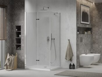 MEXEN/S - Sprchovací kút zalamovací Lima 110x70, číre sklo, chróm + vanička 856-110-070-00-00-4010
