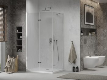 MEXEN/S - Sprchovací kút zalamovací Lima 110x80, sklo číre, chróm + vanička 856-110-080-00-00-4010