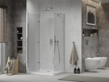 MEXEN/S - Sprchovací kút zalamovací Lima 110x80, sklo číre, chróm + vanička 856-110-080-00-00-4010