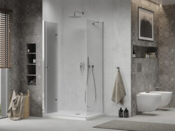 MEXEN/S - Sprchovací kút zalamovací Lima 110x80, sklo číre, chróm + vanička 856-110-080-00-00-4010