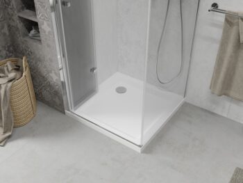 MEXEN/S - Sprchovací kút zalamovací Lima 80x80, sklo číre, chróm + vanička 856-080-080-00-00-4010