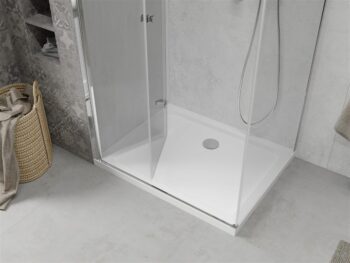 MEXEN/S - Sprchovací kút zalamovací Lima 80x90, sklo číre, chróm + vanička 856-080-090-00-00-4010