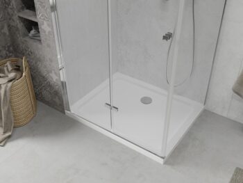 MEXEN/S - Sprchovací kút zalamovací Lima 90x80, sklo číre, chróm + vanička 856-090-080-00-00-4010