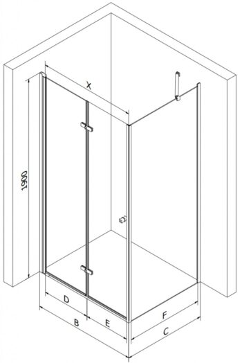 MEXEN/S - Sprchovací kút zalamovací Lima 90x80, sklo číre, chróm + vanička 856-090-080-00-00-4010