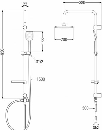 MEXEN/S - Sven sprchový stĺp vrátane vaňovej termostatickej batérie Nox, chróm 77350262-00