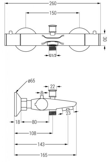MEXEN/S - Sven sprchový stĺp vrátane vaňovej termostatickej batérie Nox, chróm 77350262-00