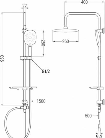 MEXEN/S - T22 chróm sprchový stĺp 798222293-00