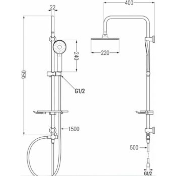 MEXEN/S - T40 chróm sprchový stĺp 798404093-00