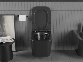 MEXEN/S - Teo Závesná WC misa čierna mat vrátane sedátka soft-close duroplastu, čierna 30850685