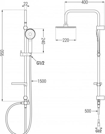 MEXEN/S - X40 chróm sprchový stĺp 798404091-00