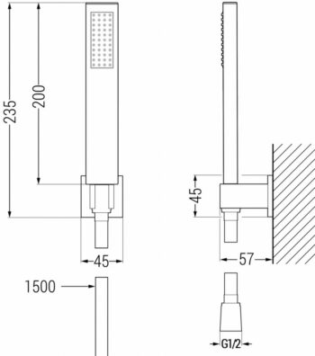 MEXEN/S - Zero SET umývadlová + vaňová batéria s príslušenstvom R02, čierna 71113R02-70