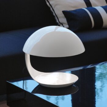 Martinelli Luce Cobra – retro stolná lampa, biela
