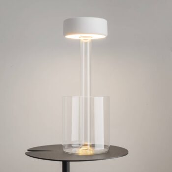 Maytoni LED dobíjacia stolová lampa AI Collaboration, sklo, biela