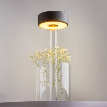 Maytoni LED dobíjacia stolová lampa AI Collaboration, sklo, čierna
