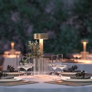 Maytoni LED dobíjacia stolová lampa AI Collaboration, sklo, zlatá