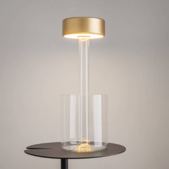 Maytoni LED dobíjacia stolová lampa AI Collaboration, sklo, zlatá