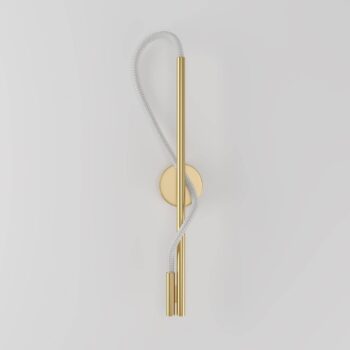 Maytoni LED nástenné svietidlo Tau, zlatá farba, výška 84 cm, hliník